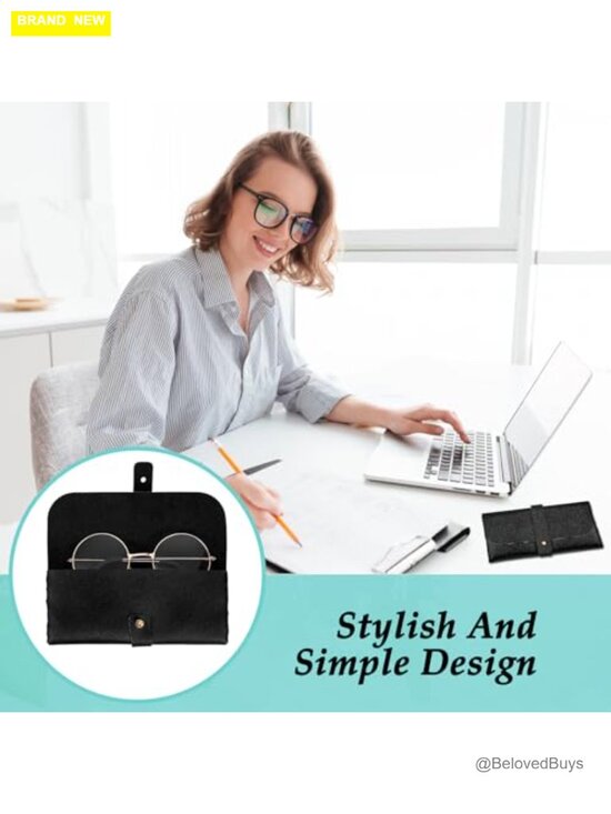 30 Pack Soft PU Leather Eyeglass Case Button Closure Travel Glasses Pouch main image 4